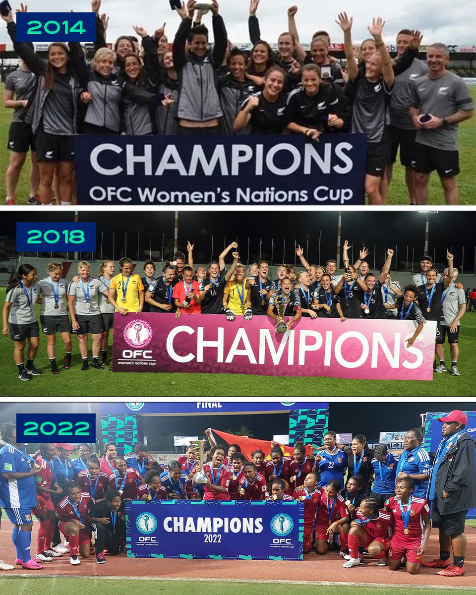 OFCfootball's tweet photo. Who is winning the OFC Women’s Nations Cup 2025?  🏆🤔

2014 - New Zealand
2018 - New Zealand
2022 - Papua New Guinea
2025 - Who will lift the trophy?

#OWNC https://t.co/JGpo2zjx3A