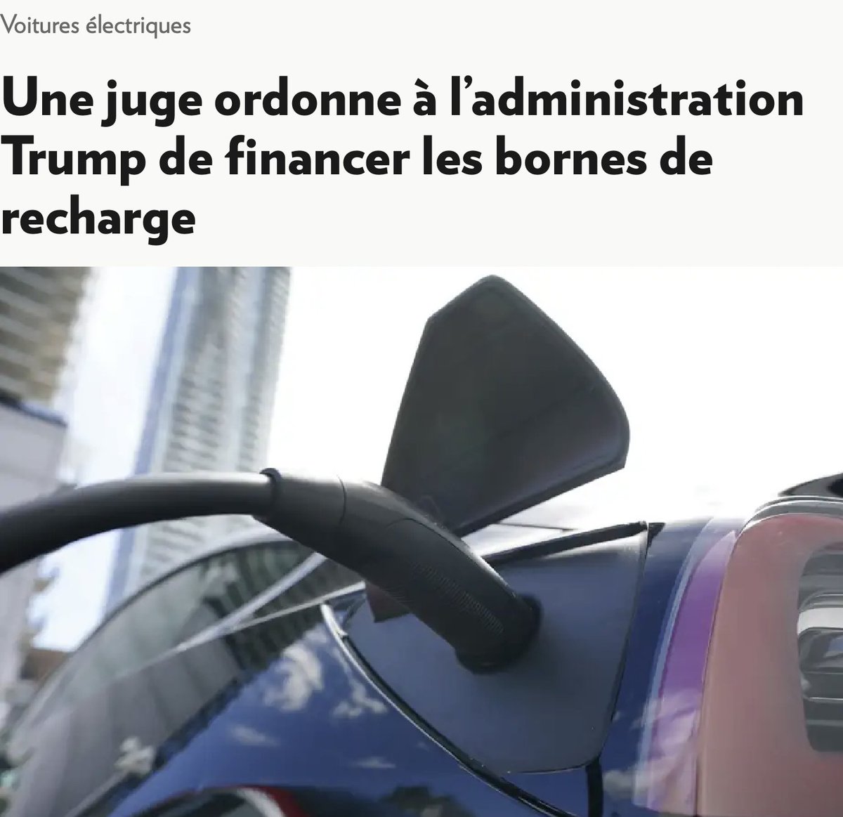 DBretonEMC_MEC's tweet image. &quot;(Los Angeles) L’administration Trump doit débloquer les milliards de dollars destinés à la construction de stations de recharges pour véhicules électriques dans une quinzaine d’États américains, selon une juge fédérale...&quot;

lapresse.ca/affaires/2025-…