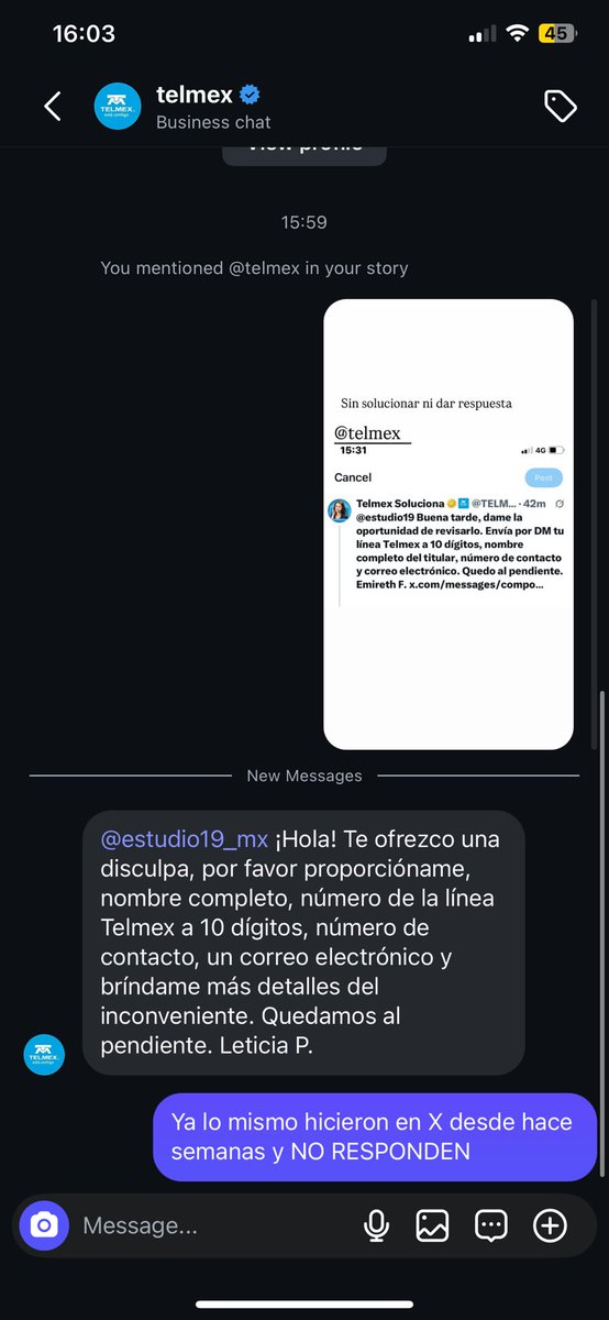 ElRockNoTieneLaCulpa (@radiorockdoc) on Twitter photo Dos líneas y desde hace semanas no responden que necesitamos solucionen <a href="/estudio19/">Estudio 19</a> <a href="/RadioRockDoc/">ElRockNoTieneLaCulpa</a> <a href="/TELMEXSoluciona/">Telmex Soluciona</a> Dos líneas y desde hace semanas no responden que necesitamos solucionen <a href="/estudio19/">Estudio 19</a> <a href="/RadioRockDoc/">ElRockNoTieneLaCulpa</a> <a href="/TELMEXSoluciona/">Telmex Soluciona</a>