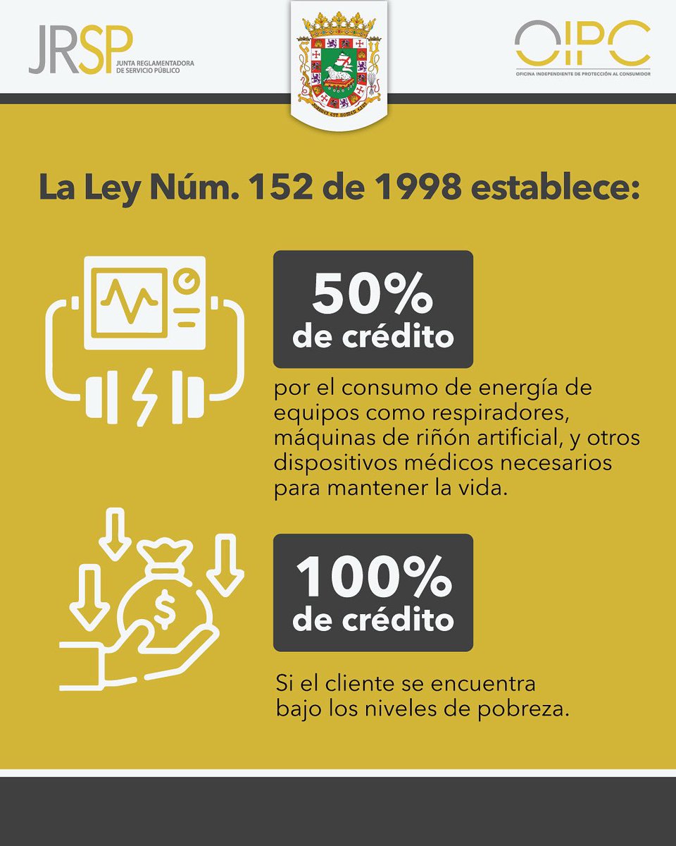¿Utilizas equipos eléctricos para preservar tu salud? ¡Podrías obtener un crédito en tu factura de electricidad! Descubre cómo calificar. ⬇️ #OIPCTeOrienta