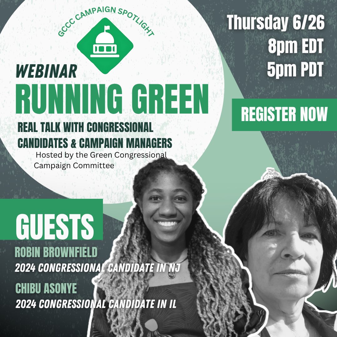 We are excited to announce our third broadcast in the Candidate Spotlight series. Please join us Thursday June 26 at 8PM EDT to hear from our esteemed guests, Chibu Asonye of Illinois and Robin Brownfield of New Jersey.

Click on the link to register. zoom.us/meeting/regist…