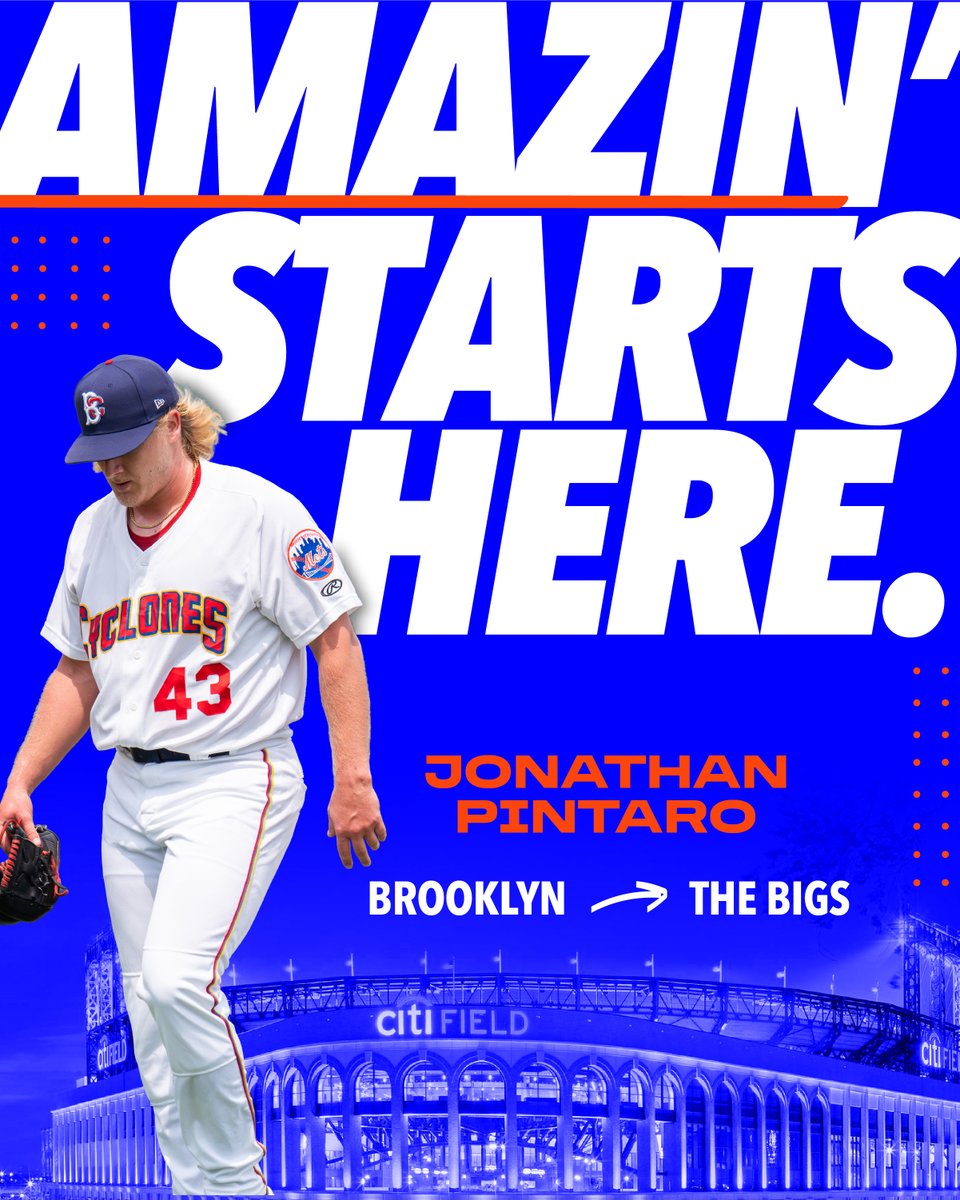 On June 25, 2024, Jonathan Pintaro made the start for the Cyclones at Aberdeen.

One year later, he got the call to the Big Leagues.

Amazin.  Starts.  Here.