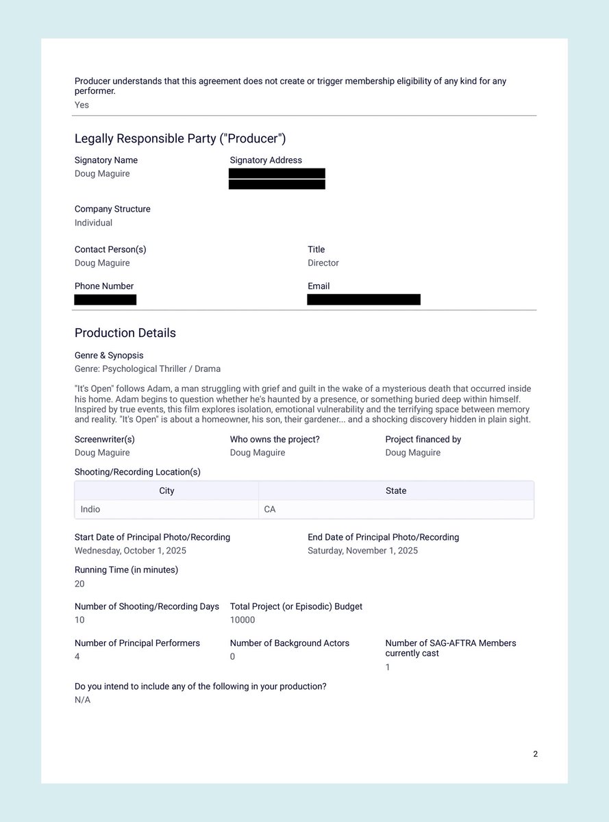 ItsOpenShort's tweet photo. 🎭 @ItsOpenShort film NOW @sagaftra approved ✅

We’re cleared to hire union actors under the $20K Micro-Budget Agreement!

Got a letter. Signed the papers.

Indie filmmakers: support #UnionActors

#SAGAFTRA #MicroBudget #UnionApproved #UnionStrong #IndieFilm #SupportIndieFilm https://t.co/UTa3w5KofY