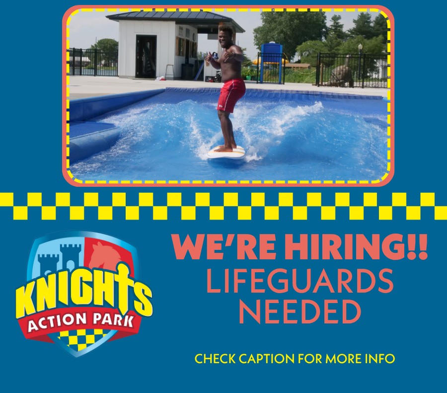 Make a splash this summer!🌊 Knights Action Park is hiring lifeguards for our Splash Kingdom team! No experience? No problem! We offer on-site training Get valuable skills, work outdoors, and have a blast! Must be 14+. Ready to dive in? Apply now: knightsactionpark.com/jobs