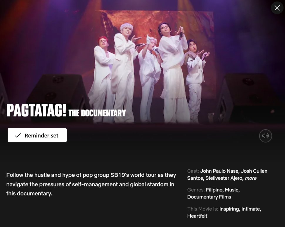 Pagtatag! The Documentary is finally coming on Netflix Canada. Set your Netflix reminder A'TIN😊 🇨🇦

<a href="/SB19Official/">SB19 Official</a> #SB19 #SB19PagtatagTheDocumentary