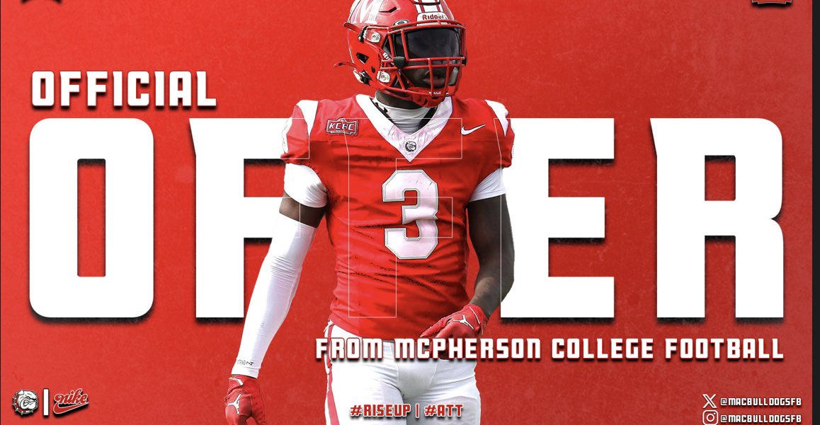 Aaron Brooks (@aaronbrooks_) on Twitter photo Blessed to receive an offer from <a href="/MACBulldogsFB/">McPherson Football</a>!! <a href="/GedKates/">Ged Kates</a> <a href="/coachkirk306/">Lamar Kirk</a> <a href="/CoachD_Hobbs/">Damion Hobbs</a> <a href="/27hometeam/">Dudley McAfee</a> <a href="/RecruitRichland/">Richland Royals FB Recruiting</a> <a href="/CoachKRocheford/">Kenton Rocheford</a> <a href="/CoachJFisc/">Coach Fiscus</a> <a href="/CoachJenk1/">Chris Jenkins</a> Blessed to receive an offer from <a href="/MACBulldogsFB/">McPherson Football</a>!! <a href="/GedKates/">Ged Kates</a> <a href="/coachkirk306/">Lamar Kirk</a> <a href="/CoachD_Hobbs/">Damion Hobbs</a> <a href="/27hometeam/">Dudley McAfee</a> <a href="/RecruitRichland/">Richland Royals FB Recruiting</a> <a href="/CoachKRocheford/">Kenton Rocheford</a> <a href="/CoachJFisc/">Coach Fiscus</a> <a href="/CoachJenk1/">Chris Jenkins</a>