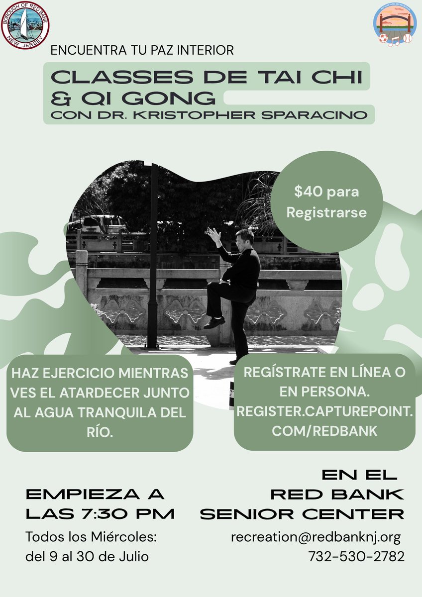 🧘Find your inner peace with our new Tai Chi &amp; Qi Gong classes!
Tai Chi &amp; Qi Gong are graceful forms of exercise that combines gentle movements, meditation, and deep breathing. 
To register, please visit register.capturepoint.com/redbank (Summer 2025)