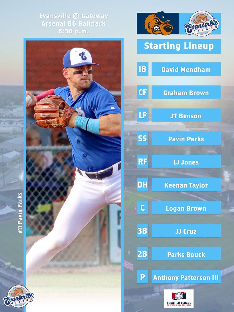 EvilleOtters's tweet photo. Tonight's #Starting9 in the middle game at Gateway! We go for the sweep at 6:30 p.m.!
#Otters30th https://t.co/wMPN4QRlq0