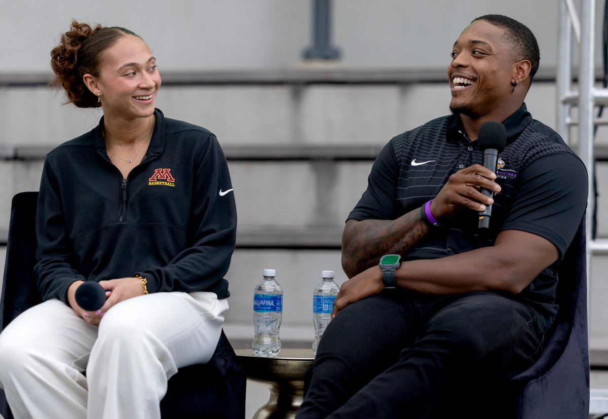 pacecarr's tweet image. We threw a party last night at @Vikings HQ for our All-Minnesota Honors recipients. I loved watching our "Of the Year"s (teams, athletes, coaches) celebrating together. Congrats, all!
Bonus: Amaya Battle of @GopherWBB and @cjham28 joined to share their experiences w/ students.