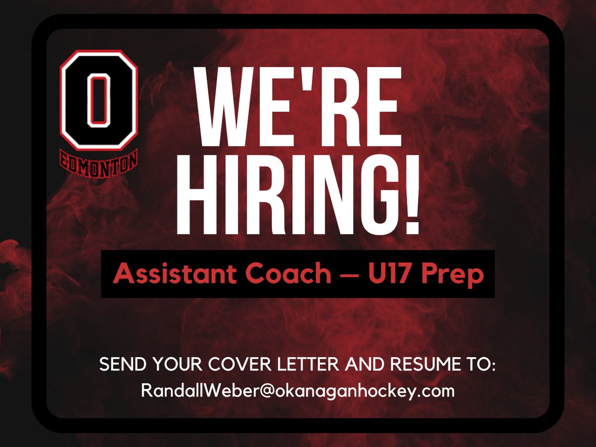 📣 OHA Edmonton is Hiring! 📣
OHA Edmonton is currently seeking an energetic, driven, and team-oriented individual to join our U17 Prep program as an Assistant Coach for the 2025–2026 season. 📅

🔗 ohaedmonton.com/careers/

⏰ Deadline to apply: July 15th, 2025