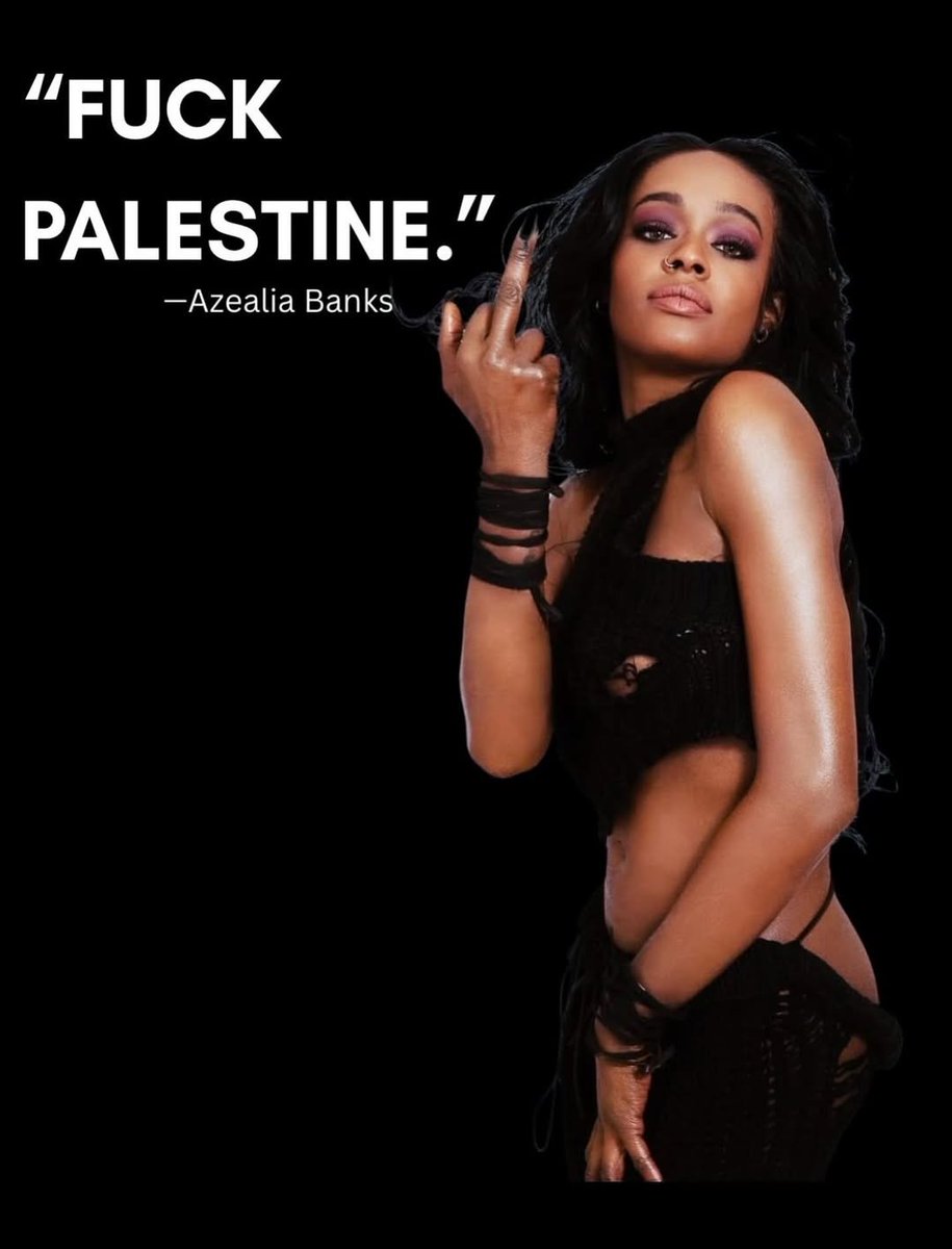 ‼️

Azealia Banks cancelled UK festivals with claims she was pressured to ‘support Palestine’.

"So guys, I am cancelling Boomtown and Maiden Voyage.
The promoters have been stressing me out for weeks trying to force me to say free Palestine and threatening to cut me from the