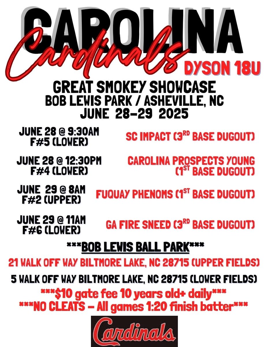 Come out and watch us do our thing on the field! Can't wait to get back to work with my team this weekend in Asheville, NC!
<a href="/SoftballDown/">Down South Softball</a> <a href="/D1Softball/">D1Softball</a> <a href="/mikelondonpost3/">mike london</a> <a href="/nc_dyson/">Carolina Cardinals - Dyson</a>