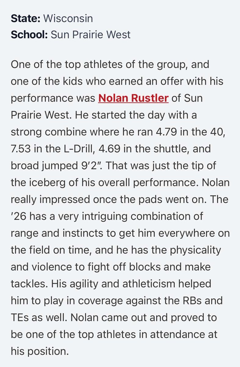 Nolan Rustler (@nolanrustler) on Twitter photo Thanks <a href="/MJ_NFLDraft/">Mark Johnson</a> for the amazing write up. Had a great time and looking forward to competing in July! <a href="/VillTrevor/">trevor vill</a> <a href="/CoachLukeOlson/">Coach Luke Olson</a> <a href="/CoachJ_USF/">Alex Johnson</a> <a href="/CoachChaseKing/">Chase King</a> <a href="/Coach_Spencer11/">Spencer Erickson</a> <a href="/CoachHevel50/">Graham Hevel</a> <a href="/CoachFord_DC/">Joe Ford</a> <a href="/CoachGlas05/">Jason Glasco</a> <a href="/AndrewMcGlenn/">Andrew McGlenn</a> <a href="/CoachB_U/">Brady Underwood</a> <a href="/CSAPrepStar/">PREPSTAR</a> Thanks <a href="/MJ_NFLDraft/">Mark Johnson</a> for the amazing write up. Had a great time and looking forward to competing in July! <a href="/VillTrevor/">trevor vill</a> <a href="/CoachLukeOlson/">Coach Luke Olson</a> <a href="/CoachJ_USF/">Alex Johnson</a> <a href="/CoachChaseKing/">Chase King</a> <a href="/Coach_Spencer11/">Spencer Erickson</a> <a href="/CoachHevel50/">Graham Hevel</a> <a href="/CoachFord_DC/">Joe Ford</a> <a href="/CoachGlas05/">Jason Glasco</a> <a href="/AndrewMcGlenn/">Andrew McGlenn</a> <a href="/CoachB_U/">Brady Underwood</a> <a href="/CSAPrepStar/">PREPSTAR</a>