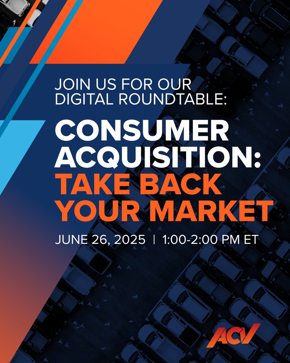 Want to buy more cars from consumers before the big box players do?
Join ACV’s Digital Roundtable with Randy Barone to learn how to drive traffic, source inventory, and scale your strategy.

🔗:acvauto.com/vehicle-acquis…

#ACV #UsedCars #DealerStrategy #VehicleAcquisition