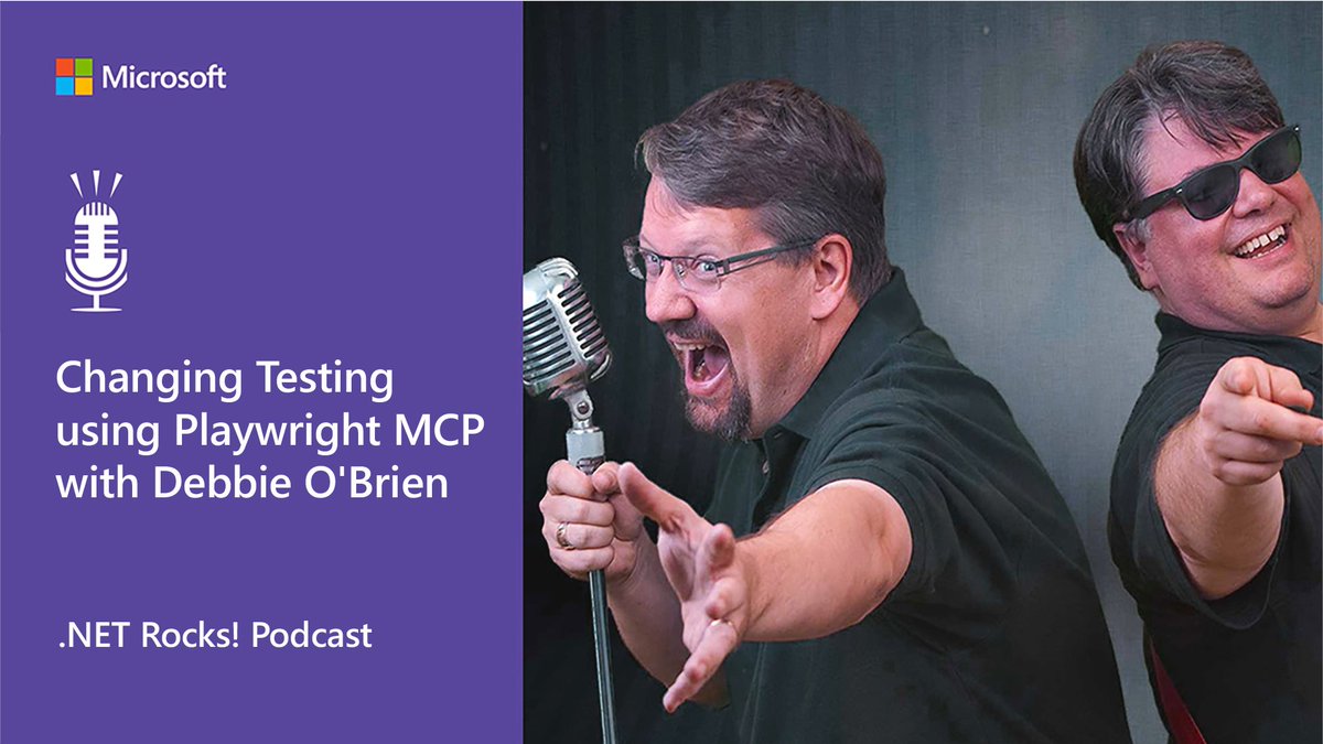 dotnet's tweet image. What happens when AI comes to your web testing tool?

#dotNETRocks and Debbie O&apos;Brien (@debs_obrien) discuss the latest features in Playwright, including Playwright MCP, the model control plane for Playwright (cont) msft.it/l/6018SItBK