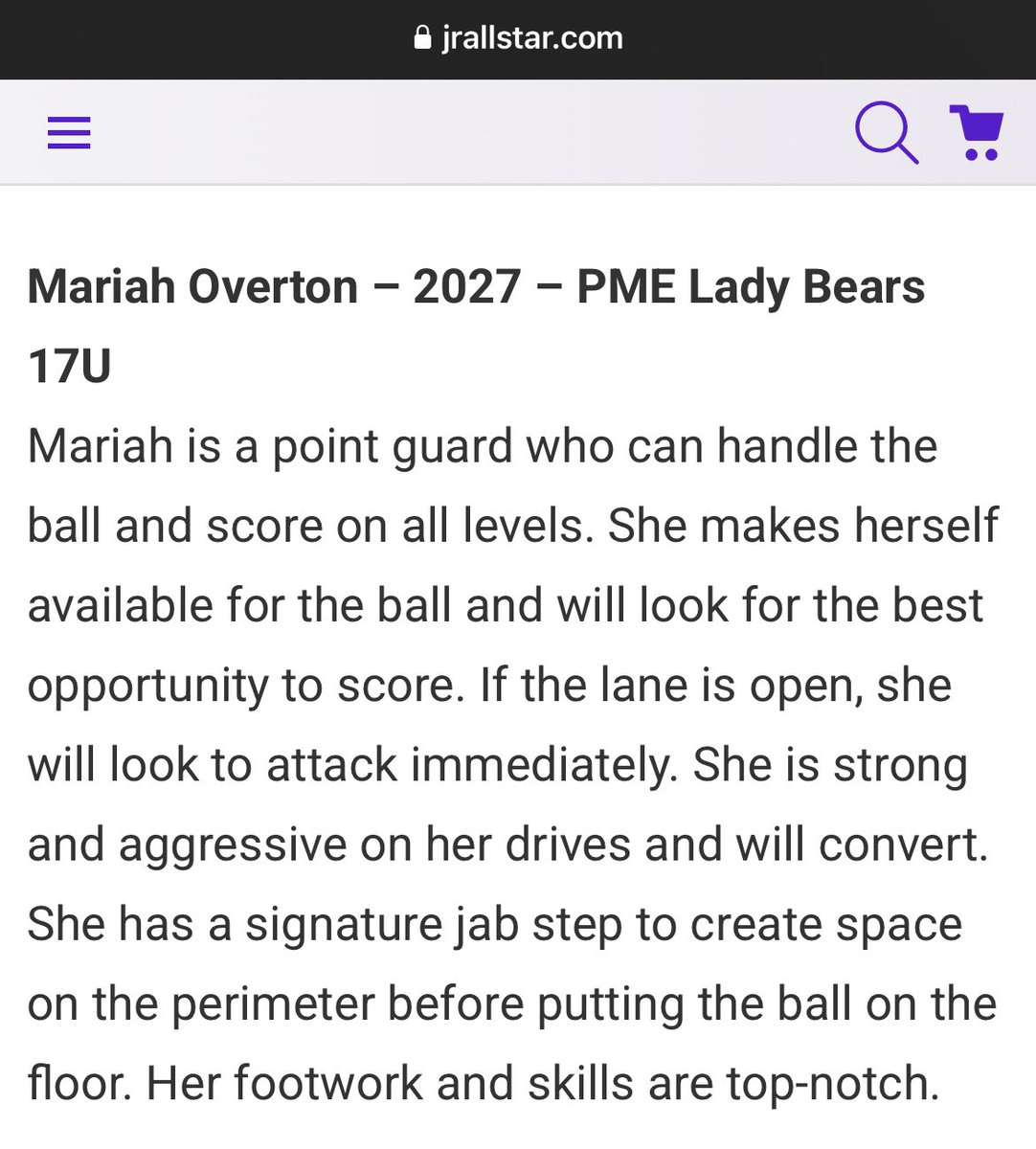 Thank you <a href="/JrAllStarMD/">Maryland Jr. All-Star GBB</a> for the write up on <a href="/MariahO_1/">Mariah</a> !