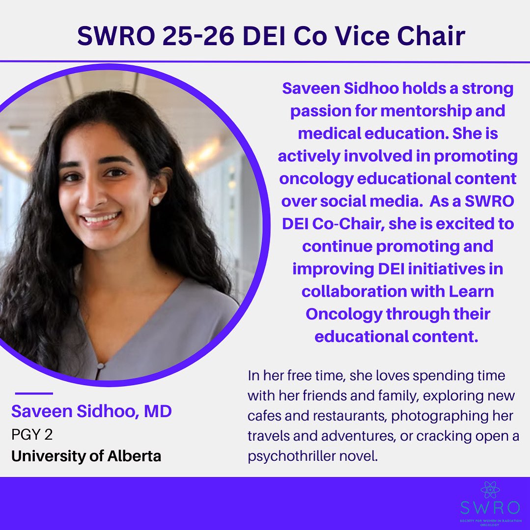 This #WeWhoCurie Wednesday, we feature Saveen Sidhoo, our 2025-2026 DEI Co Vice Chair! ☢️ 

Dr. Sidhoo is a PGY2 at the University of Alberta 🇨🇦.

We can’t wait to see everything Dr. Sidhoo will accomplish this year!
