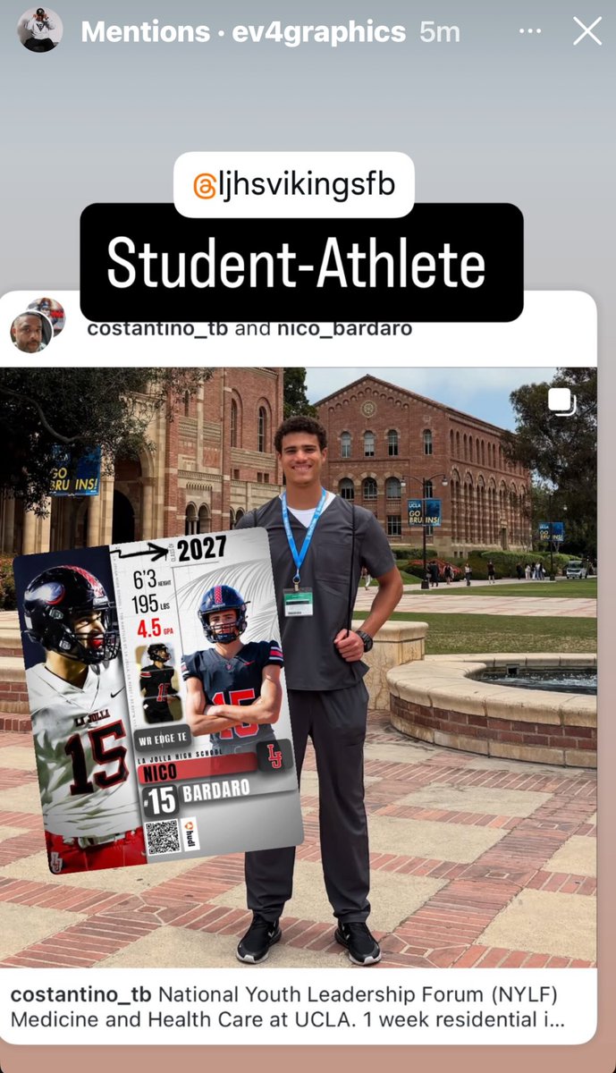 Nicolas Bardaro (@nico_bardaro) on Twitter photo National Youth Leadership Forum (NYLF) Medicine and Health Care at UCLA. 1 week residential immersion program for future doctors and healthcare practitioners. <a href="/EV4Graphics/">Coach KIKI - EV4Graphics</a> <a href="/LJHSVIKINGFB/">La Jolla Vikings Football</a> <a href="/NickRolovich/">Nick Rolovich</a> <a href="/CoachTimmyChang/">Timmy Chang</a> <a href="/CoachRoachLJ/">Tyler Roach</a> National Youth Leadership Forum (NYLF) Medicine and Health Care at UCLA. 1 week residential immersion program for future doctors and healthcare practitioners. <a href="/EV4Graphics/">Coach KIKI - EV4Graphics</a> <a href="/LJHSVIKINGFB/">La Jolla Vikings Football</a> <a href="/NickRolovich/">Nick Rolovich</a> <a href="/CoachTimmyChang/">Timmy Chang</a> <a href="/CoachRoachLJ/">Tyler Roach</a>