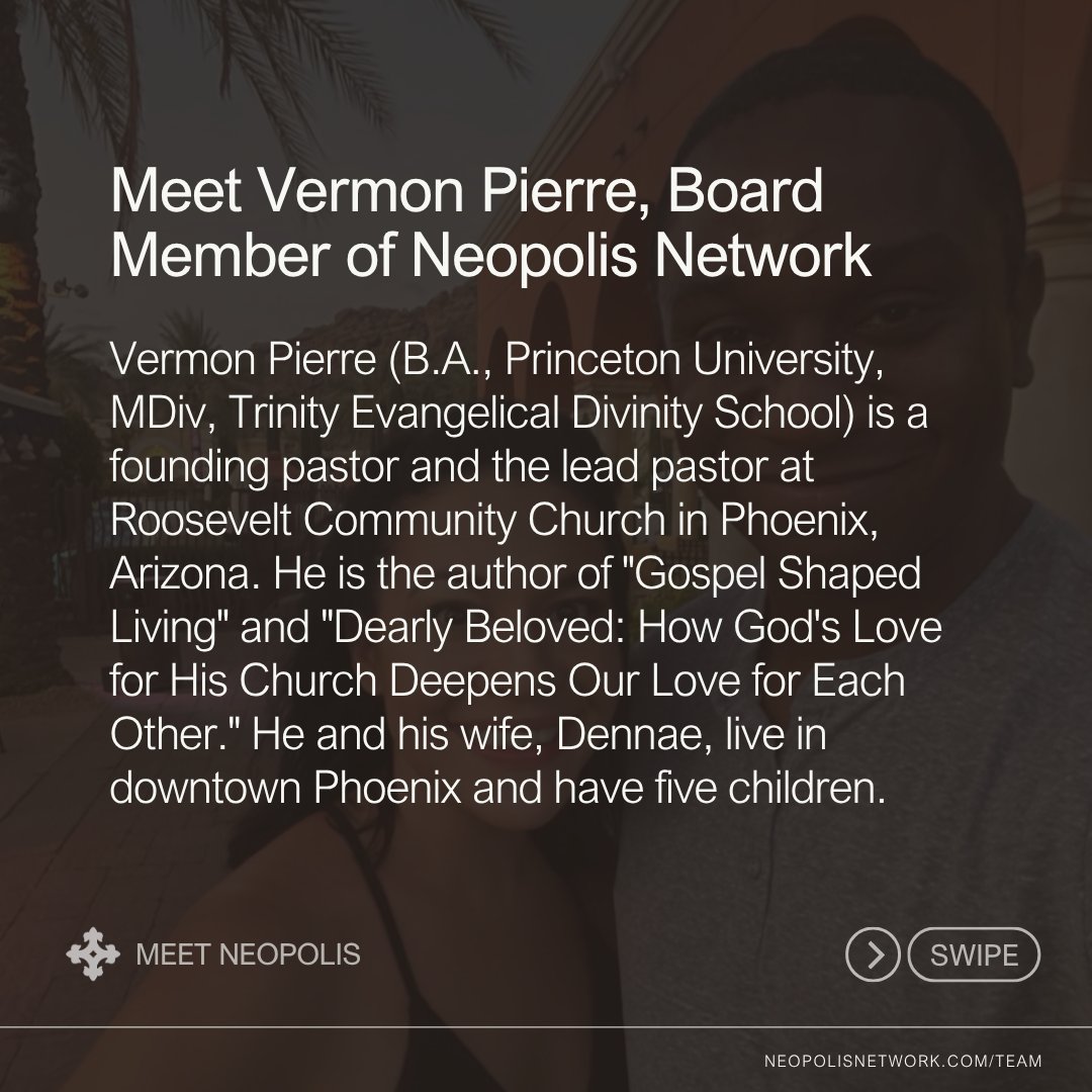 Get to know Vermon Pierre, Neopolis board member and lead pastor of Roosevelt Community Church in Phoenix! ☀️ Hear what sparked his passion for global missions and the team he roots for—even when they break his heart. 🏈

Full interview over at instagram.com/neopolisnetwork