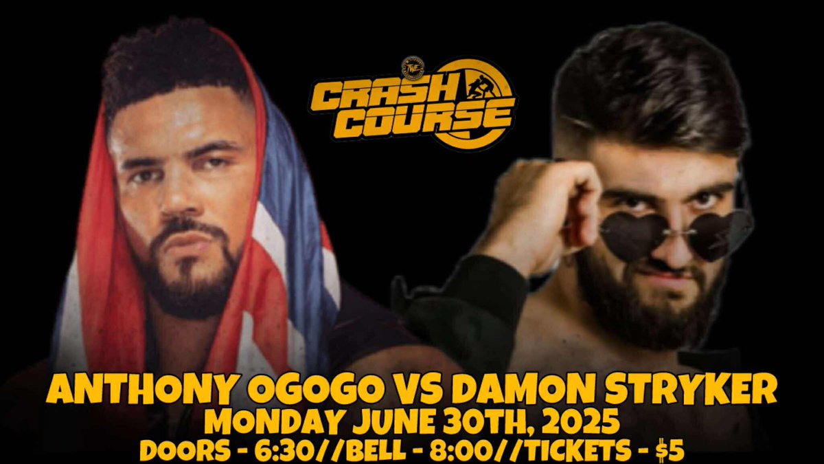 TWE Chattanooga (@twe_chattanooga) on Twitter photo ⚠️TWE Presents:⚠️
Crash Course Summer Bash
Monday - 6/30/25.
<a href="/Dmnstrkr/">Damon Stryker</a>
takes on Olympic Medalist and AEW star <a href="/AnthonyOgogo/">Anthony Ogogo</a>!!
Tix on now: twechattanooga.square.site ⚠️TWE Presents:⚠️
Crash Course Summer Bash
Monday - 6/30/25.
<a href="/Dmnstrkr/">Damon Stryker</a>
takes on Olympic Medalist and AEW star <a href="/AnthonyOgogo/">Anthony Ogogo</a>!!
Tix on now: twechattanooga.square.site