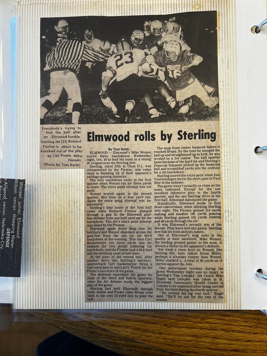 <a href="/SuitUpVarsity/">Suiting Up Varsity🟧</a> …a couple of photos from 1979.  The Elmwood Pirates went 8-1 and didn’t even make the playoffs back then in Eight Man 1…only loss to 9-0 Dawson-Verdon…ended up ranked number 8, though