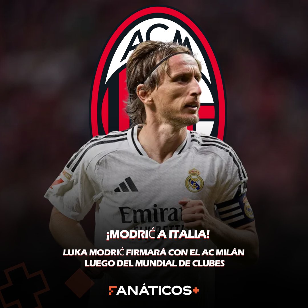 #FanáticosPlus | 🧙‍♂️ ¡La magia llegará a Italia! 🇮🇹🔜

Luka Modrić firmará con el #ACMilan al finalizar el Mundial de Clubes. 🤝🔴⚫️