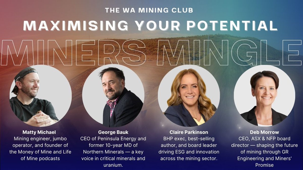 With a room full of mining professionals and industry leaders to connect with, you really don't want to miss this one. 

More info on our website: waminingclub.asn.au/event/miners-m…