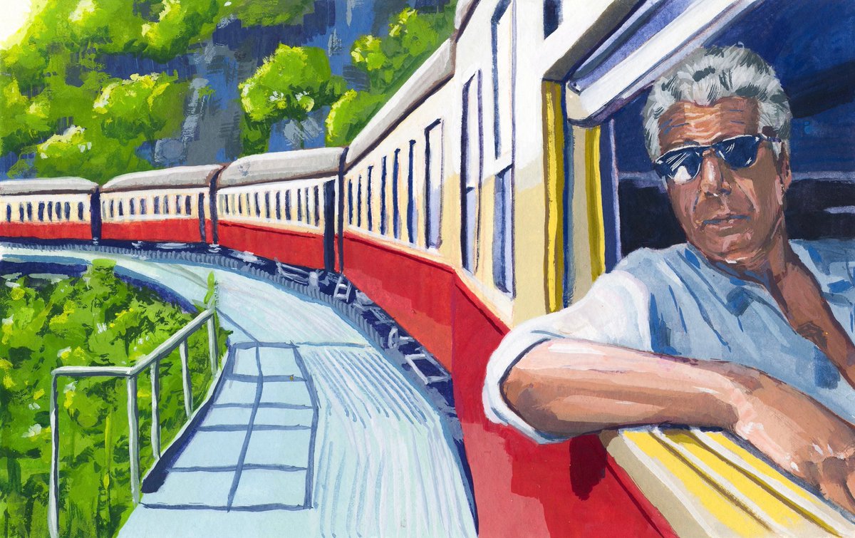 Happy birthday to Bourdain! Gouache painting I did my sophomore year of college