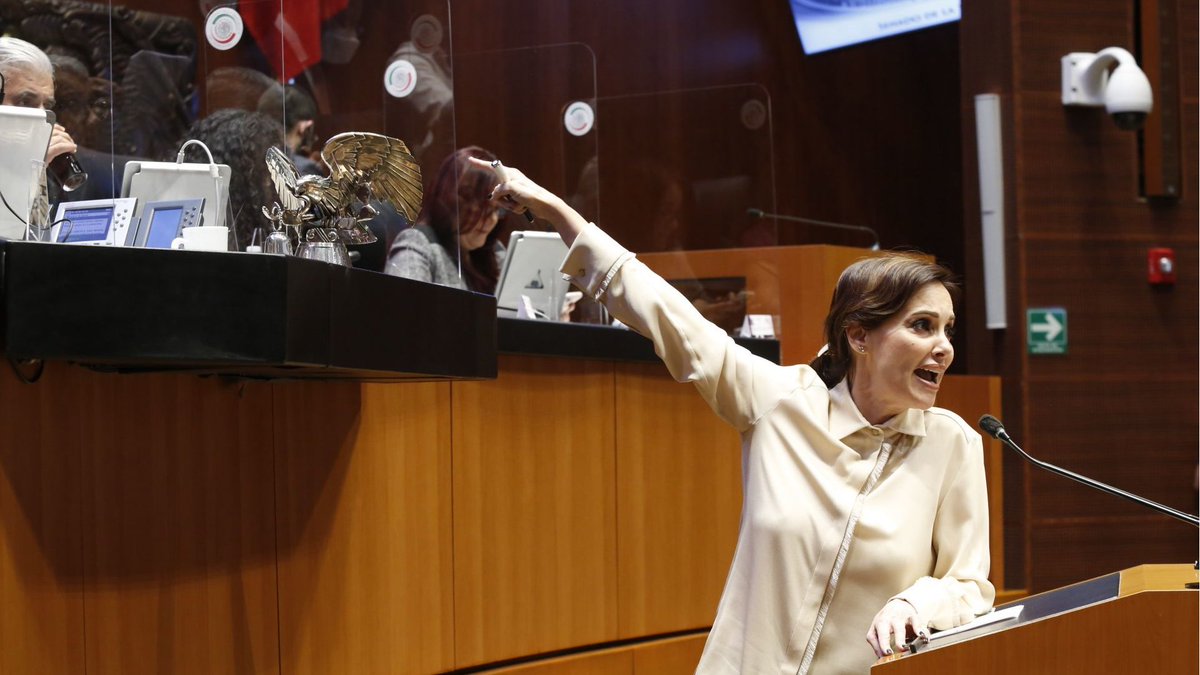 🔥 #LillyTéllez protesta con megáfono durante ratificación de extitular del Insabi como embajador infob.ae/46cStGM