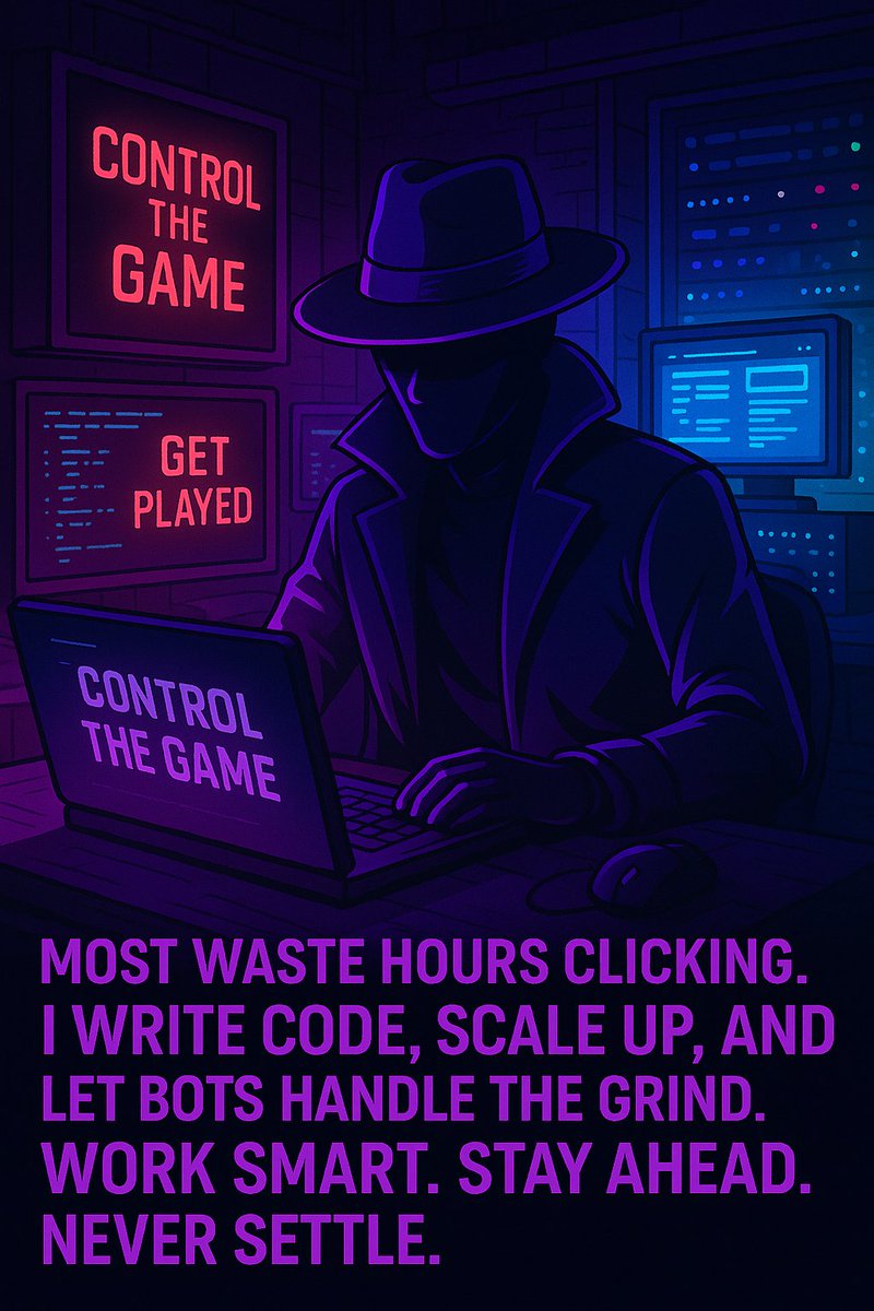 🟪 In automation, either you control the game — or you get played. Most waste hours clicking. I write code, scale up, and let bots handle the grind. Work smart, stay ahead, never settle.