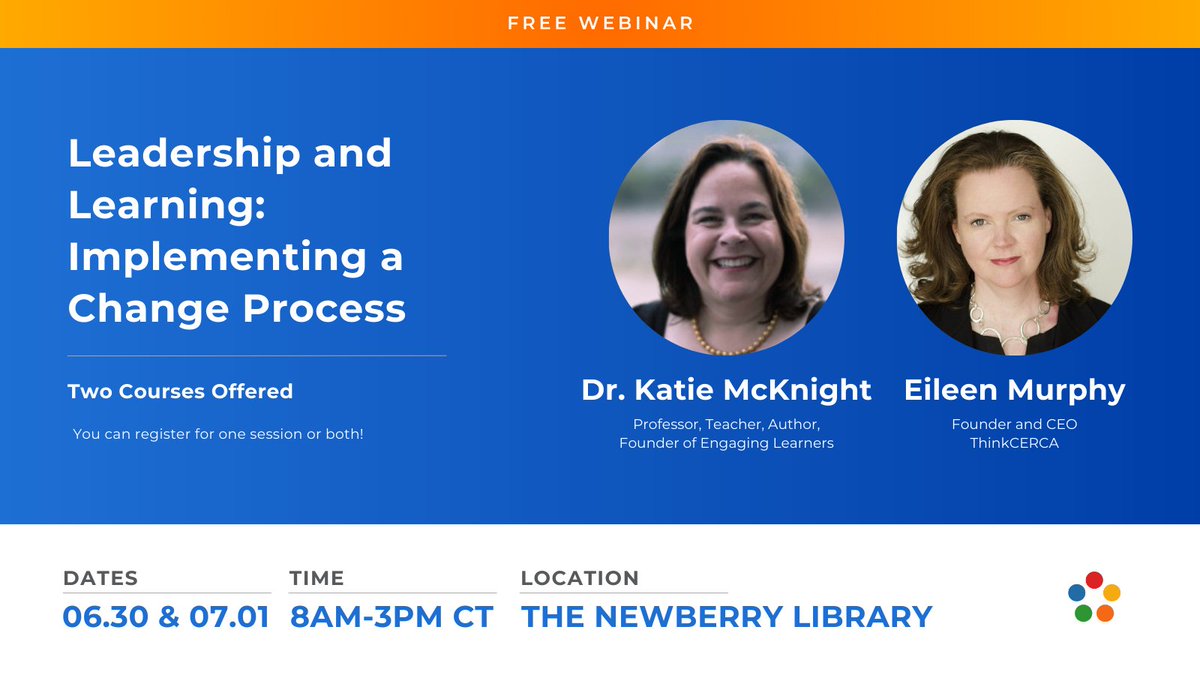 Ready to elevate your leadership game?  
Connect with education experts Eileen Murphy and Dr. Katie McKnight for two days of insights at Chicago’s Newberry Library.

Register for June 30 &amp; July 1: hubs.ly/Q03ttY910

#ThinkCERCA #NewberryLibrary