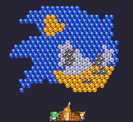 Testing to see if I could make images using Puzzle Bobble/Bust-A-Move bubbles.  So here's Sonic.