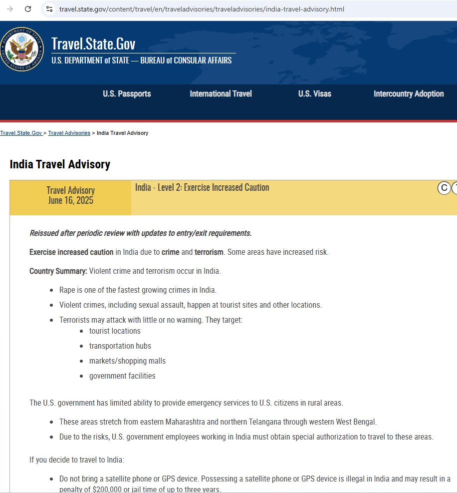 US officially says- Rape is one of the faster growing crime in India ☹️