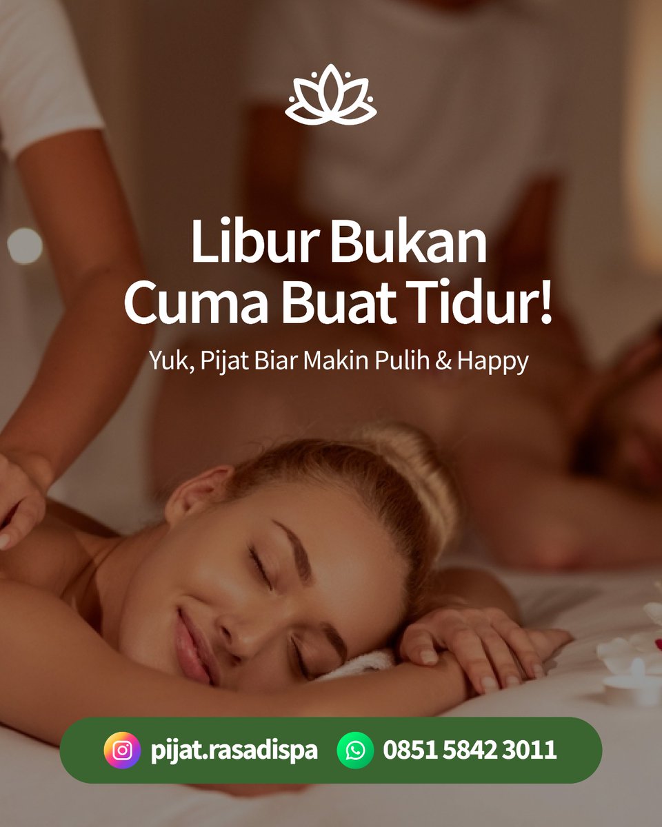 pijat depok rasadispa (@awanpijatdepok) on Twitter photo Saatnya libur beneran bikin lega!
Pijat tuntas biar badan relax
<a href="/awanpijatdepok/">pijat depok rasadispa</a> READY di hari libur
Panggilan atau datang langsung, santai maksimal
Booking sekarang, slot terbatas!
Terapis pro, pelayanan top
Libur = waktu pulihkan tubuh Saatnya libur beneran bikin lega!
Pijat tuntas biar badan relax
<a href="/awanpijatdepok/">pijat depok rasadispa</a> READY di hari libur
Panggilan atau datang langsung, santai maksimal
Booking sekarang, slot terbatas!
Terapis pro, pelayanan top
Libur = waktu pulihkan tubuh