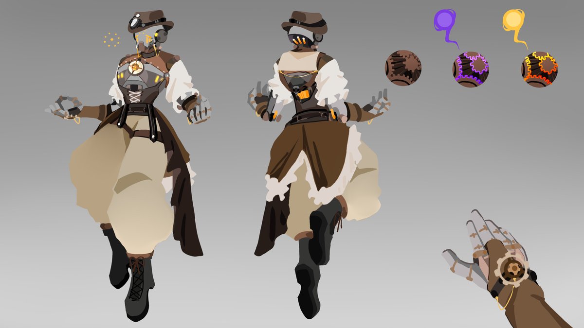 eweeppy's tweet image. Steampunk skins I designed half a year ago. I did some subtraction to try to make them better. Considering making Nemesis form too… idk if I have idea and time^^
#ramyatta