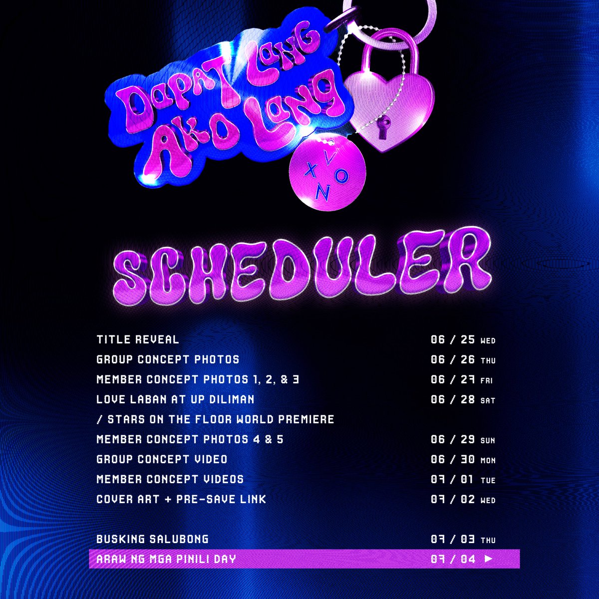 Dapat Lang Ako Lang 🔐💖

<Scheduler>

2025.07.04

MV SOON 👀

#VXON #VXON_DapatLangAkoLang