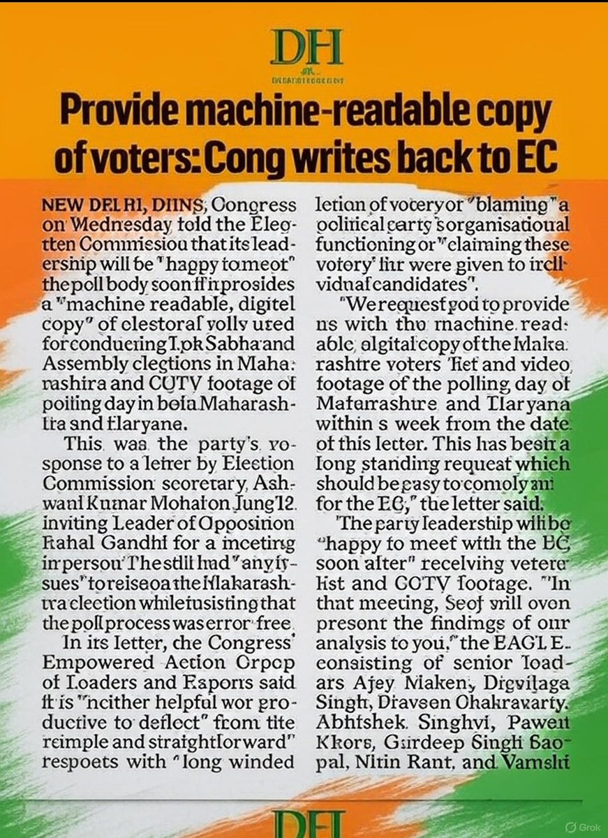 Karnataka Congress (@inckarnataka) on Twitter photo Congress demands transparency! <a href="/RahulGandhi/">Rahul Gandhi</a> calls for machine-readable voter lists and CCTV footage from the Election Commission from Maharashtra and Haryana.
Why? These enable quick verification, detect fraud, and build trust in democracy. Join us!
#JaiSamvidhan #RahulGandhi Congress demands transparency! <a href="/RahulGandhi/">Rahul Gandhi</a> calls for machine-readable voter lists and CCTV footage from the Election Commission from Maharashtra and Haryana.
Why? These enable quick verification, detect fraud, and build trust in democracy. Join us!
#JaiSamvidhan #RahulGandhi