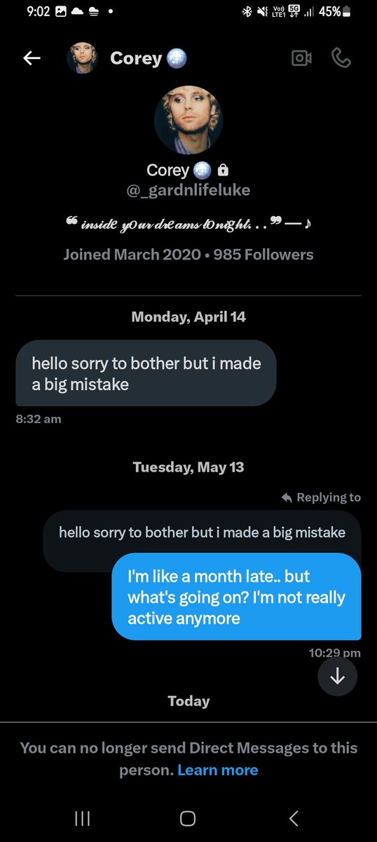 Does anyone know who Corey is? His account is <a href="/_gardnlifeluke/">Corey 🪩</a> 
I've got a lot to talk about this person