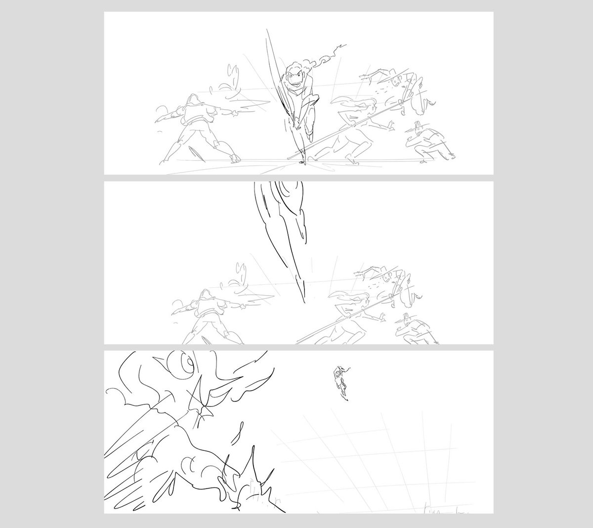 Hannahannac9t's tweet image. Here are some panels I worked on for an earlier version of the climax fight scene in #KPOPDEMONHUNTERS. Gima originally looked more like a monster, but I really liked how the final movie version turned out โ just a cool, simple mouth-shaped character.