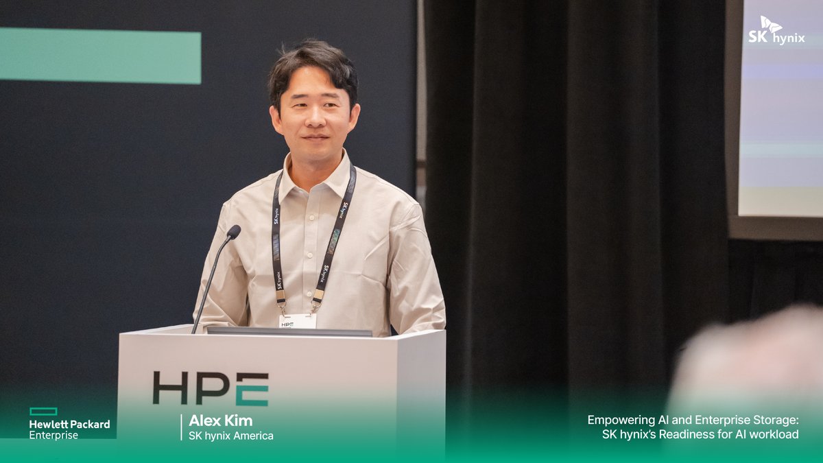 <a href="/SKhynix/">SK hynix</a> took the stage at HPE Discover 2025 🚀
From AI storage strategies to next-gen CXL and CMM architecture, our experts drew strong interest from attendees. 🔎 Check out the scene from the session below.
 
#SKhynix #HPEDiscover #AIStorage #CXL #CMM