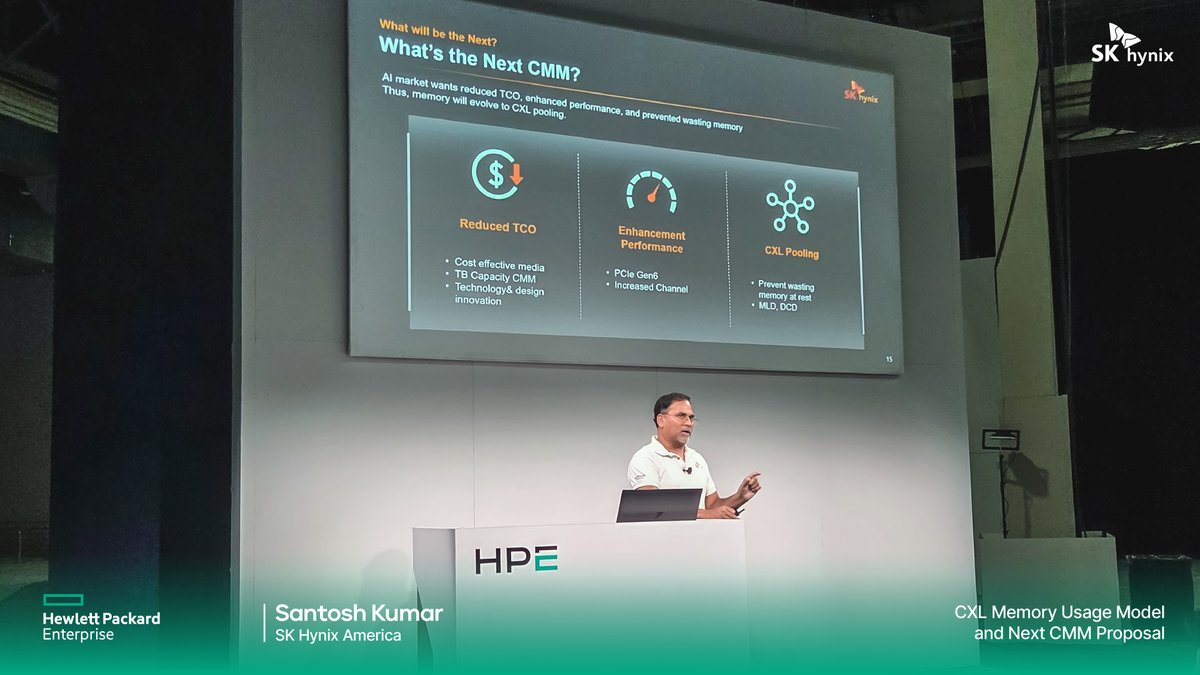 <a href="/SKhynix/">SK hynix</a> took the stage at HPE Discover 2025 🚀
From AI storage strategies to next-gen CXL and CMM architecture, our experts drew strong interest from attendees. 🔎 Check out the scene from the session below.
 
#SKhynix #HPEDiscover #AIStorage #CXL #CMM