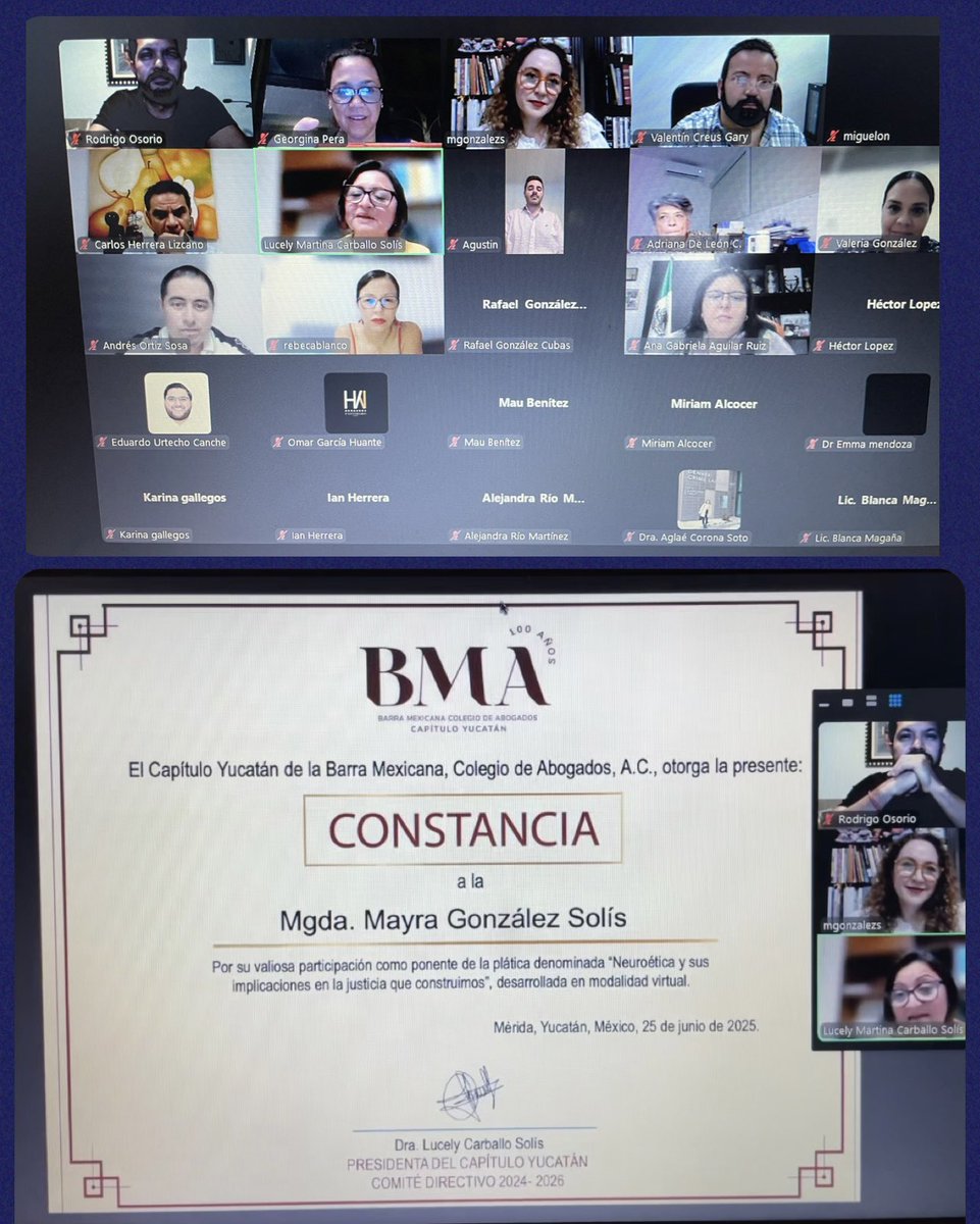 Buenísima plática impartida por la Maestra Mayra González, “Neuroética y sus implicaciones en la justicia que construimos”, la IA es una realidad hoy en la vida jurídica. . . en general en cualquier ámbito 🤓📚

#OrgulloBMA