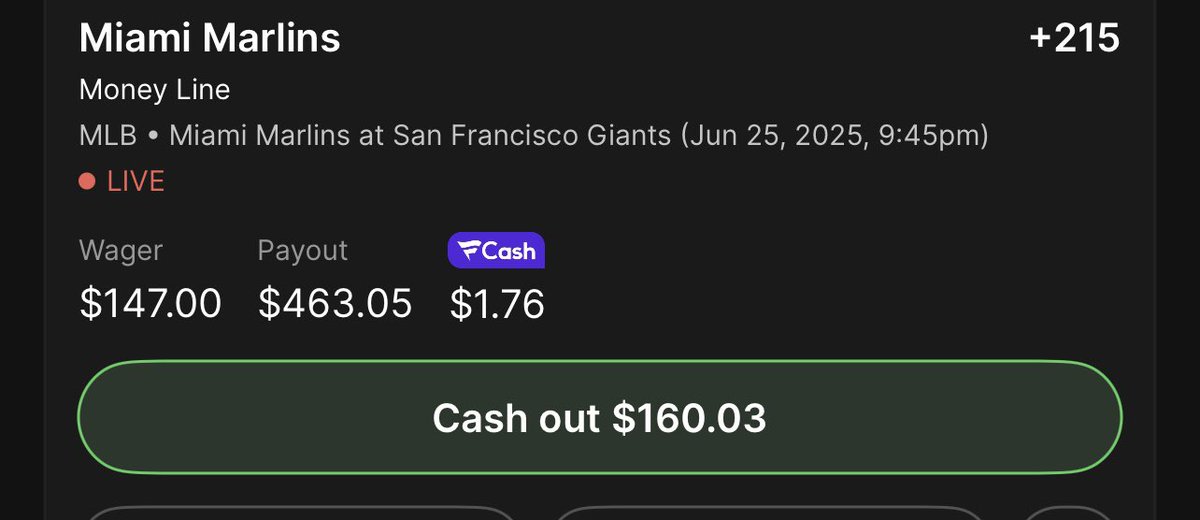 giants were +850 to come back and win in the 9th and they tied it lol need marlins magic now