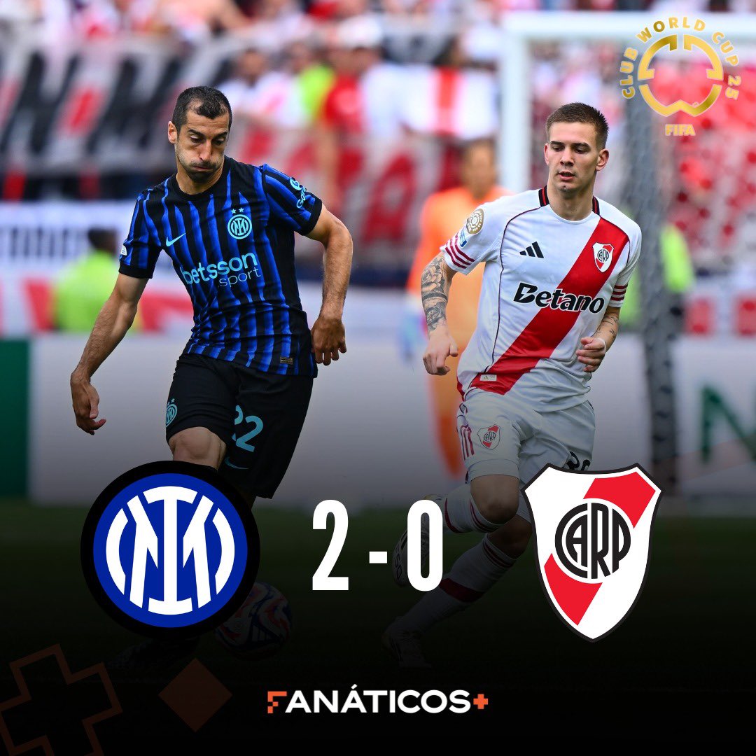 #FanáticosPlus | Inter de Milán consiguió la clasificación a los octavos de final del #MundialDeClubes al derrotar a River Plate. ⚽️🔥

El club argentino quedó eliminado. ❌ 

#Inter 2-0 #RiverPlate