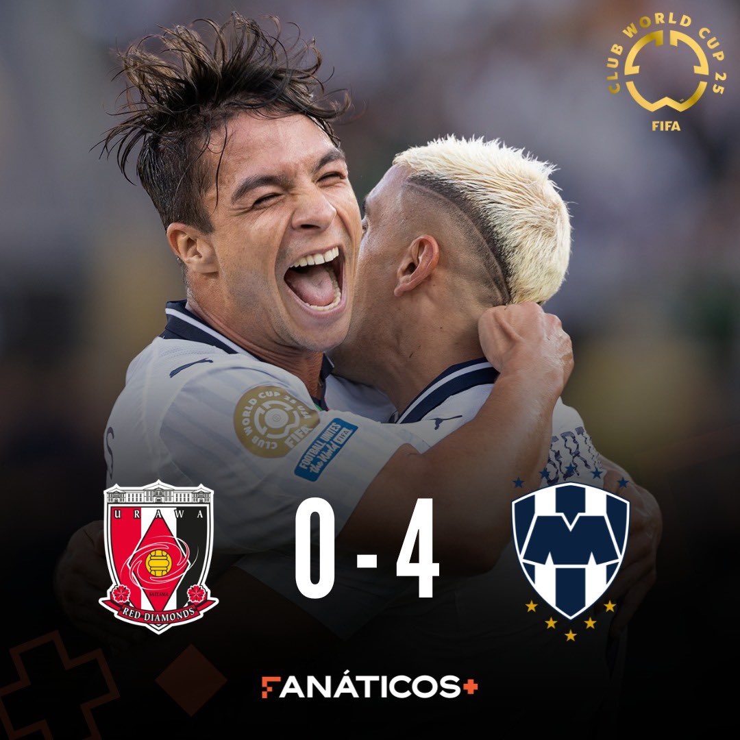 #FanáticosPlus | Los “rayados” de Monterrey se clasificaron a los octavos de final del #MundialDeClubes. ⚽️🔥🇲🇽

#UrawaRedDiamonds 0-4 #Monterrey