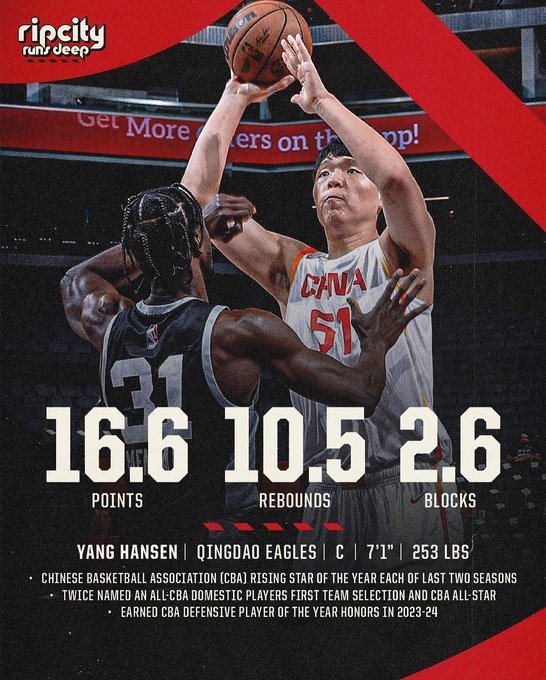 尊贵的各位开拓者球迷大家好
#yanghansen #blazers