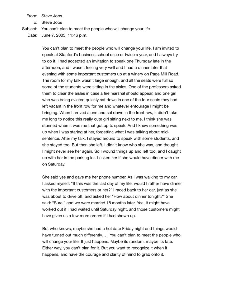 Steve Jobs: You can’t plan to meet the people who will change your life (but you can, actually)