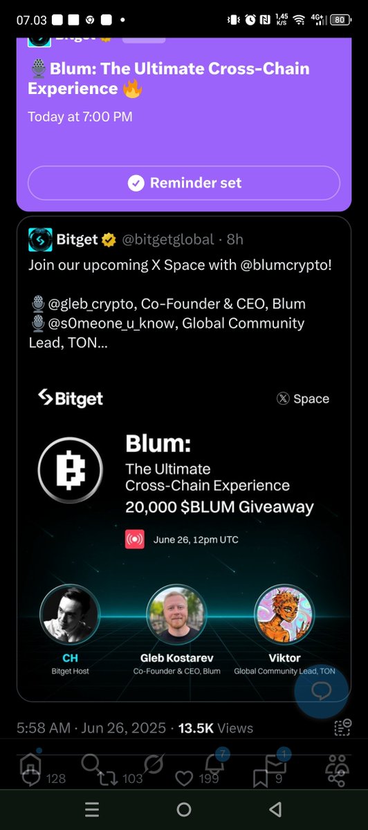 HolikNara's tweet photo. @blumcrypto @gleb_crypto @bitgetglobal @s0meone_u_know Done https://t.co/h7B3xacmte