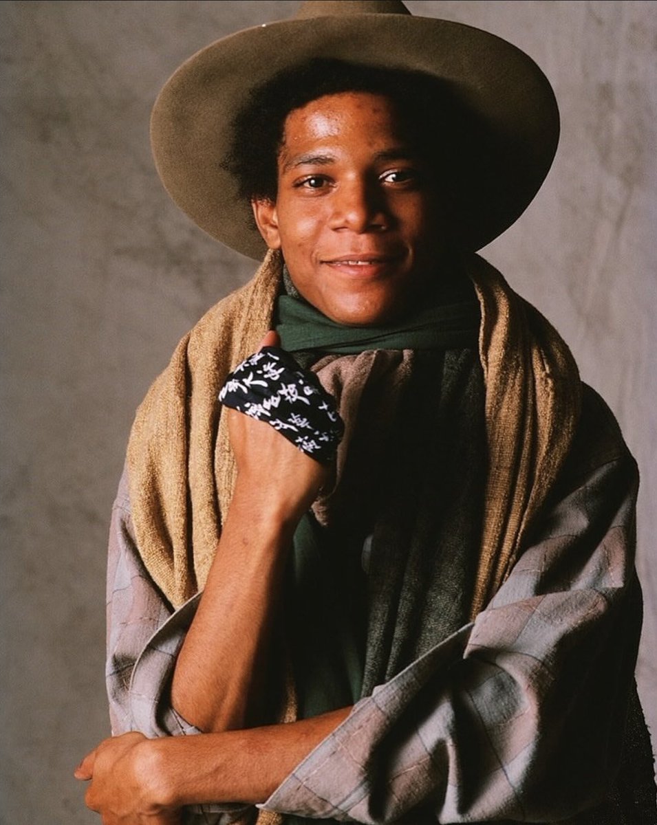 Jean-Michel Basquiat wearing full Issey Miyake For Dense magazine, 1983