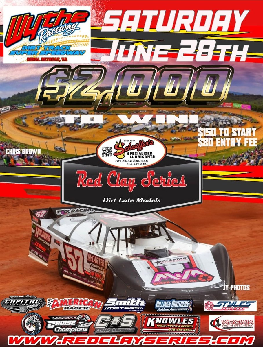 📰 Red Clay 602 Late Model Series (<a href="/redclayseries/">Red Clay 602 Late Model Series</a>) and Huge 🎆 Fireworks 🎆 Extravaganza Headline June 28 Program at <a href="/WytheRaceway/">Wythe Raceway</a>

👉 conta.cc/4eiUEKW

🏁🏁